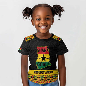 Personalized Afro Ghana Football Kid T shirt Black Stars Never Fall - Kente Pattern - African Pride