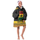 Personalized Afro Ghana Football Kid Wearable Blanket Hoodie Black Stars Never Fall - Kente Pattern - African Pride