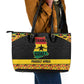 Afro Ghana Football Leather Tote Bag Black Stars Never Fall - Kente Pattern - African Pride