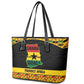 Afro Ghana Football Leather Tote Bag Black Stars Never Fall - Kente Pattern - African Pride