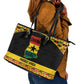 Afro Ghana Football Leather Tote Bag Black Stars Never Fall - Kente Pattern - African Pride