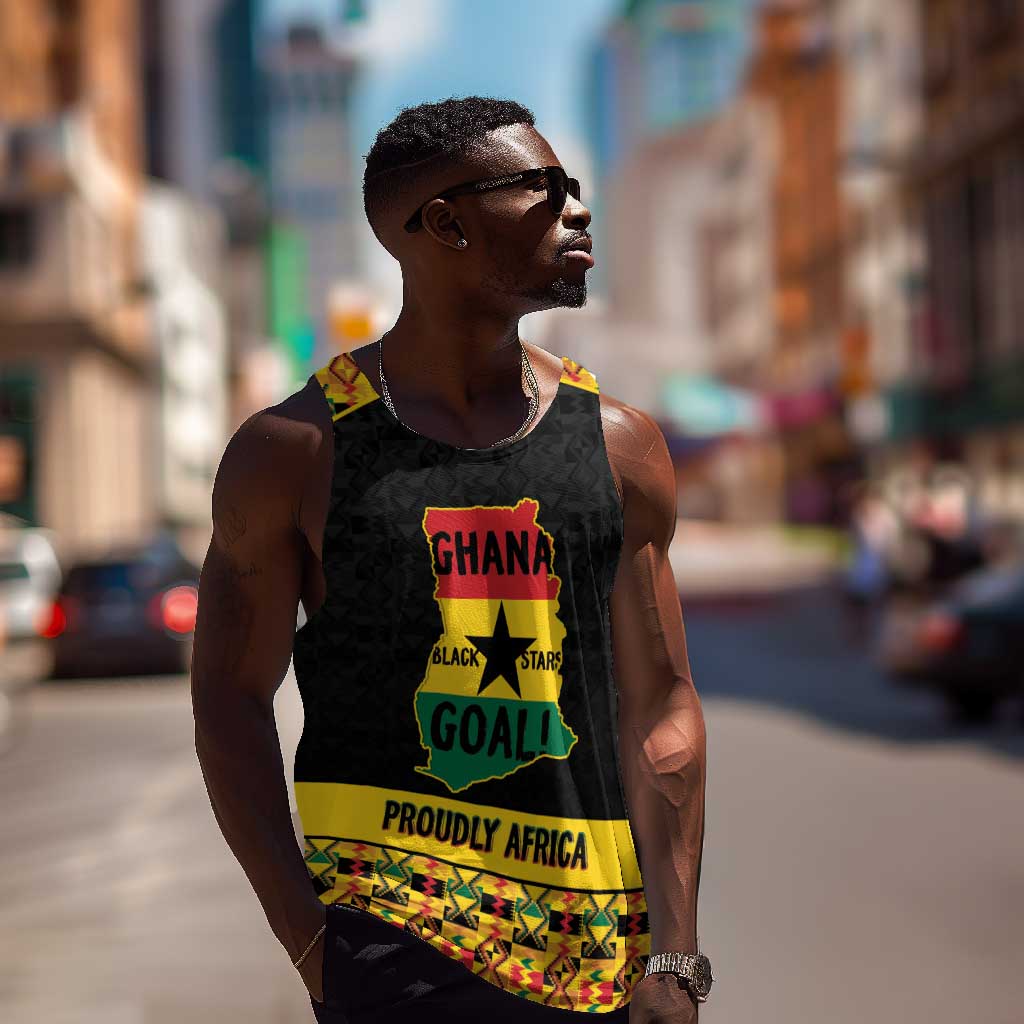 Personalized Afro Ghana Football Men Tank Top Black Stars Never Fall - Kente Pattern - African Pride