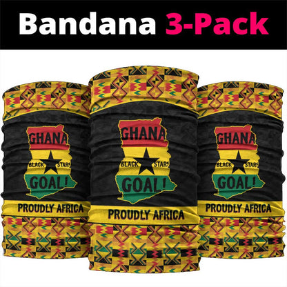 Afro Ghana Football Neck Gaiter Black Stars Never Fall - Kente Pattern - African Pride