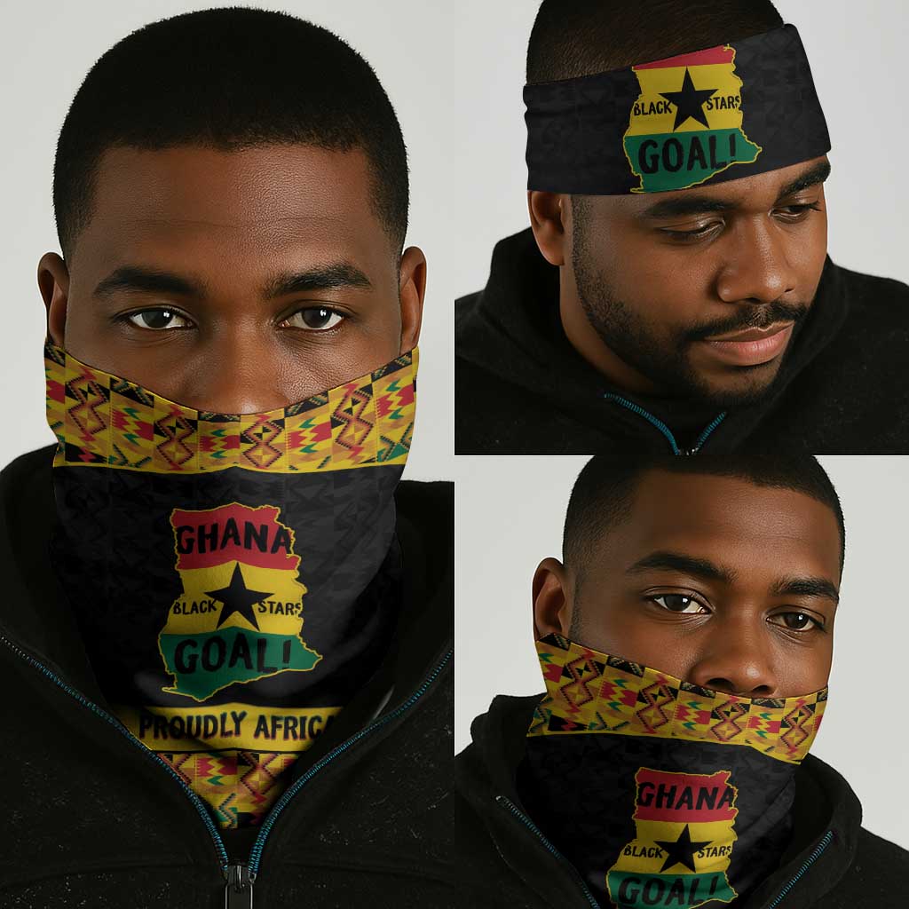 Afro Ghana Football Neck Gaiter Black Stars Never Fall - Kente Pattern - African Pride