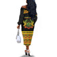 Personalized Afro Ghana Football Off The Shoulder Long Sleeve Dress Black Stars Never Fall - Kente Pattern - African Pride