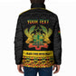 Personalized Afro Ghana Football Padded Jacket Black Stars Never Fall - Kente Pattern - African Pride