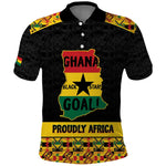 Personalized Afro Ghana Football Polo Shirt Black Stars Never Fall - Kente Pattern - African Pride