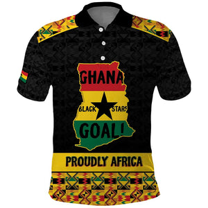Personalized Afro Ghana Football Polo Shirt Black Stars Never Fall - Kente Pattern - African Pride
