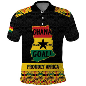 Personalized Afro Ghana Football Polo Shirt Black Stars Never Fall - Kente Pattern LT15