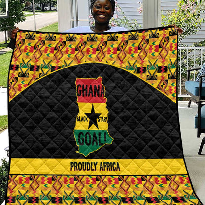 Afro Ghana Football Quilt Black Stars Never Fall - Kente Pattern - African Pride