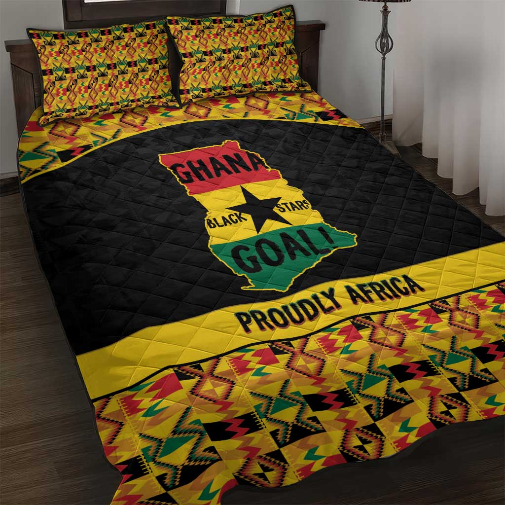 Afro Ghana Football Quilt Bed Set Black Stars Never Fall - Kente Pattern - African Pride