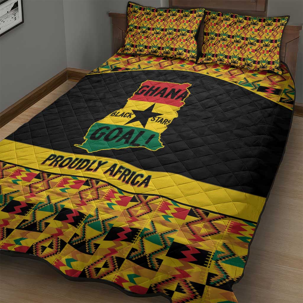 Afro Ghana Football Quilt Bed Set Black Stars Never Fall - Kente Pattern - African Pride