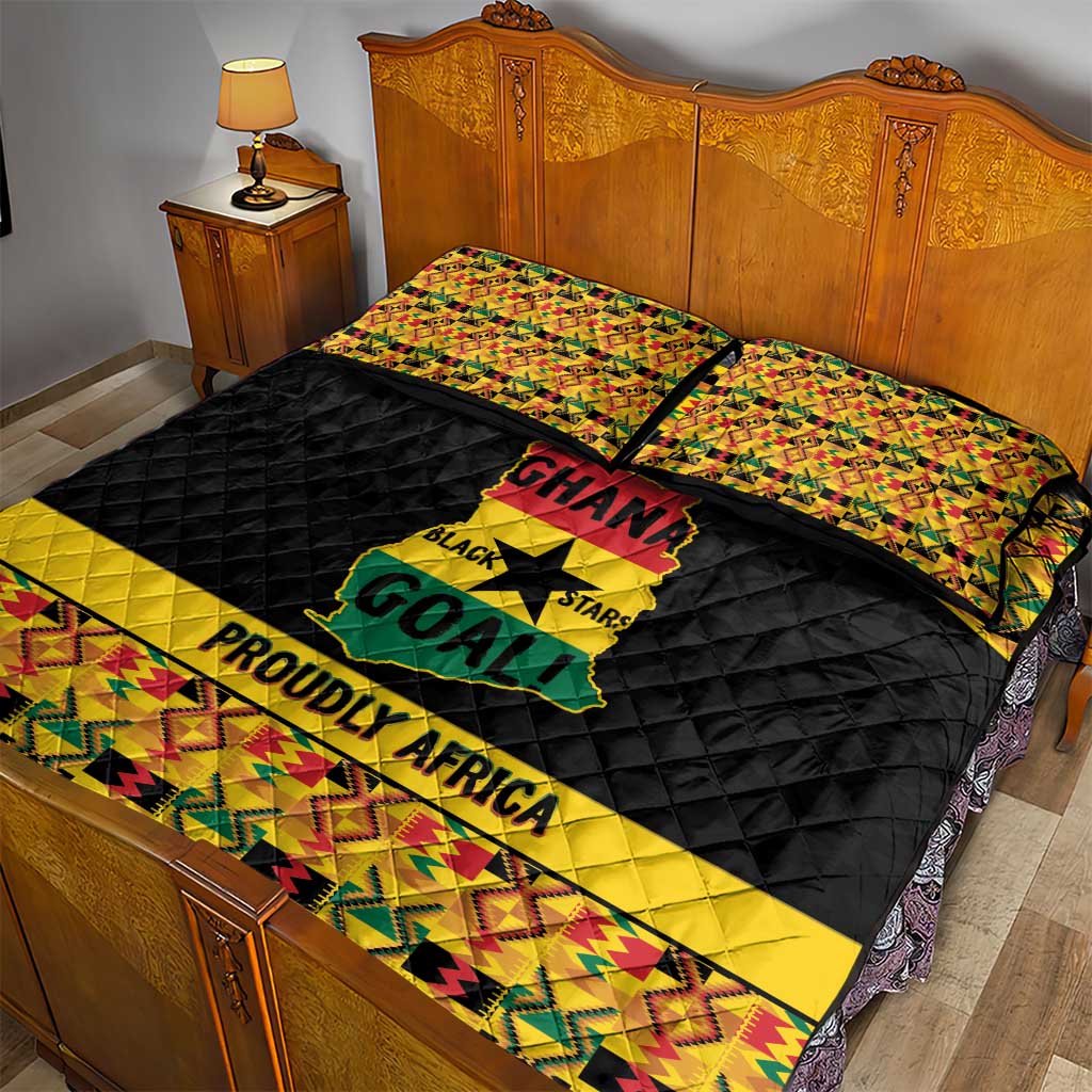 Afro Ghana Football Quilt Bed Set Black Stars Never Fall - Kente Pattern - African Pride