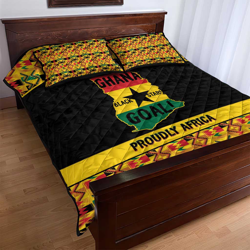 Afro Ghana Football Quilt Bed Set Black Stars Never Fall - Kente Pattern - African Pride