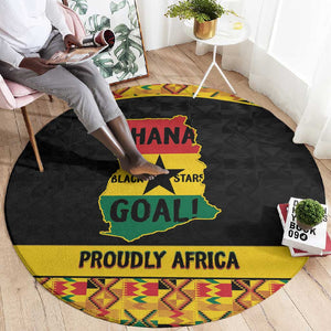 Afro Ghana Football Round Carpet Black Stars Never Fall - Kente Pattern - African Pride
