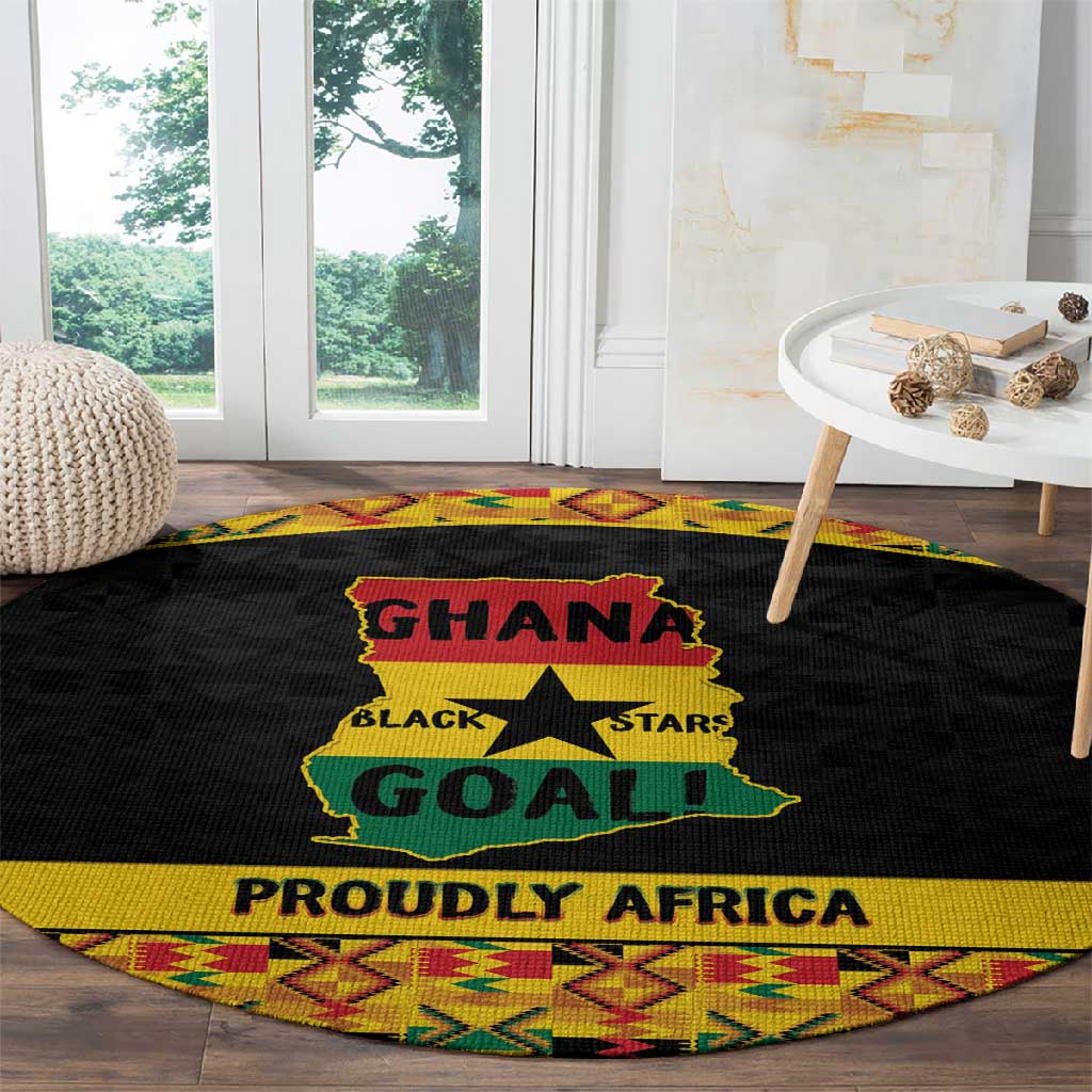 Afro Ghana Football Round Carpet Black Stars Never Fall - Kente Pattern - African Pride