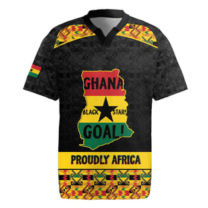 Personalized Afro Ghana Football Rugby Jersey Black Stars Never Fall - Kente Pattern - African Pride