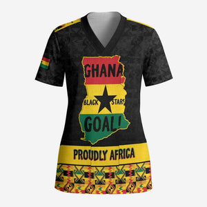 Personalized Afro Ghana Football Scrub Top Black Stars Never Fall - Kente Pattern - African Pride