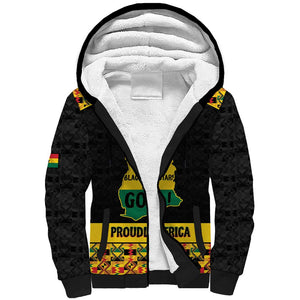 Personalized Afro Ghana Football Sherpa Hoodie Black Stars Never Fall - Kente Pattern - African Pride