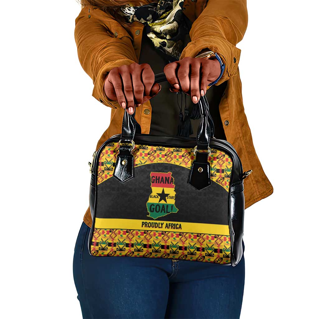 Afro Ghana Football Shoulder Handbag Black Stars Never Fall - Kente Pattern - African Pride