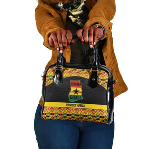 Afro Ghana Football Shoulder Handbag Black Stars Never Fall - Kente Pattern - African Pride