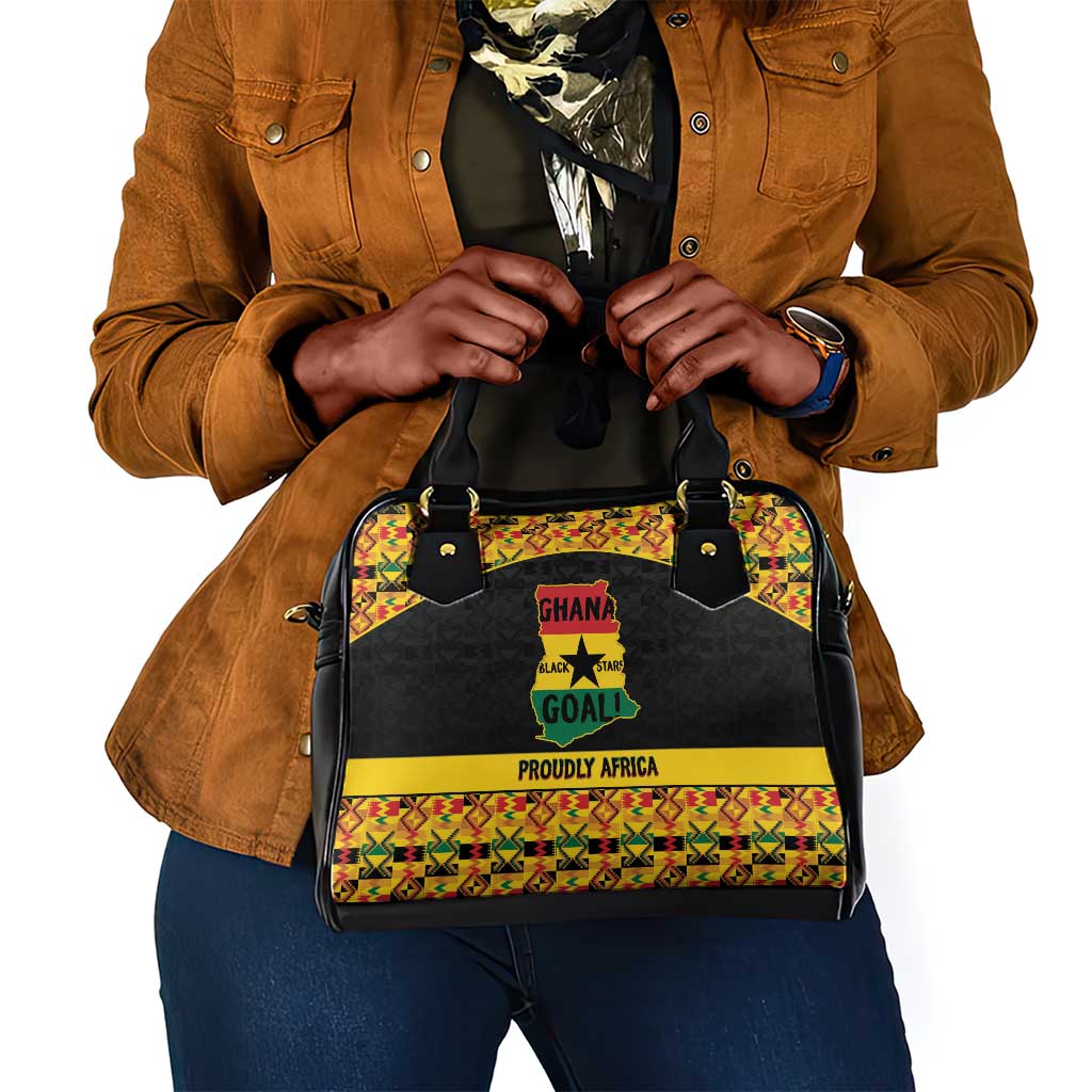 Afro Ghana Football Shoulder Handbag Black Stars Never Fall - Kente Pattern - African Pride