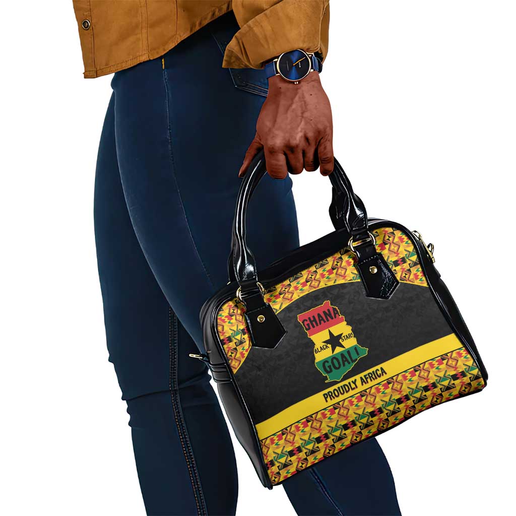 Afro Ghana Football Shoulder Handbag Black Stars Never Fall - Kente Pattern - African Pride
