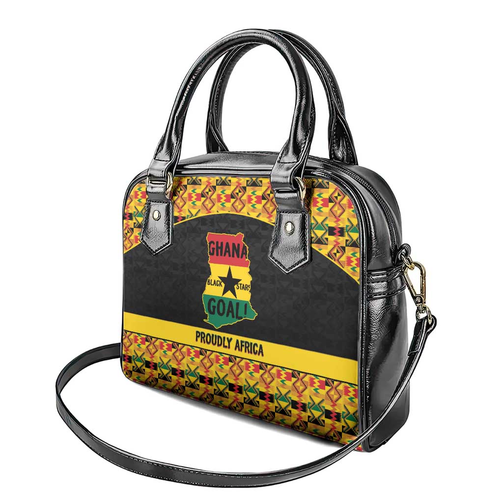 Afro Ghana Football Shoulder Handbag Black Stars Never Fall - Kente Pattern - African Pride