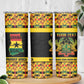 Personalized Afro Ghana Football Skinny Tumbler Black Stars Never Fall - Kente Pattern - African Pride