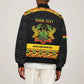 Personalized Afro Ghana Football Sleeve Zip Bomber Jacket Black Stars Never Fall - Kente Pattern - African Pride