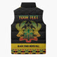 Personalized Afro Ghana Football Sleeveless Puffer Jacket Black Stars Never Fall - Kente Pattern - African Pride