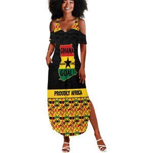 Personalized Afro Ghana Football Summer Maxi Dress Black Stars Never Fall - Kente Pattern - African Pride