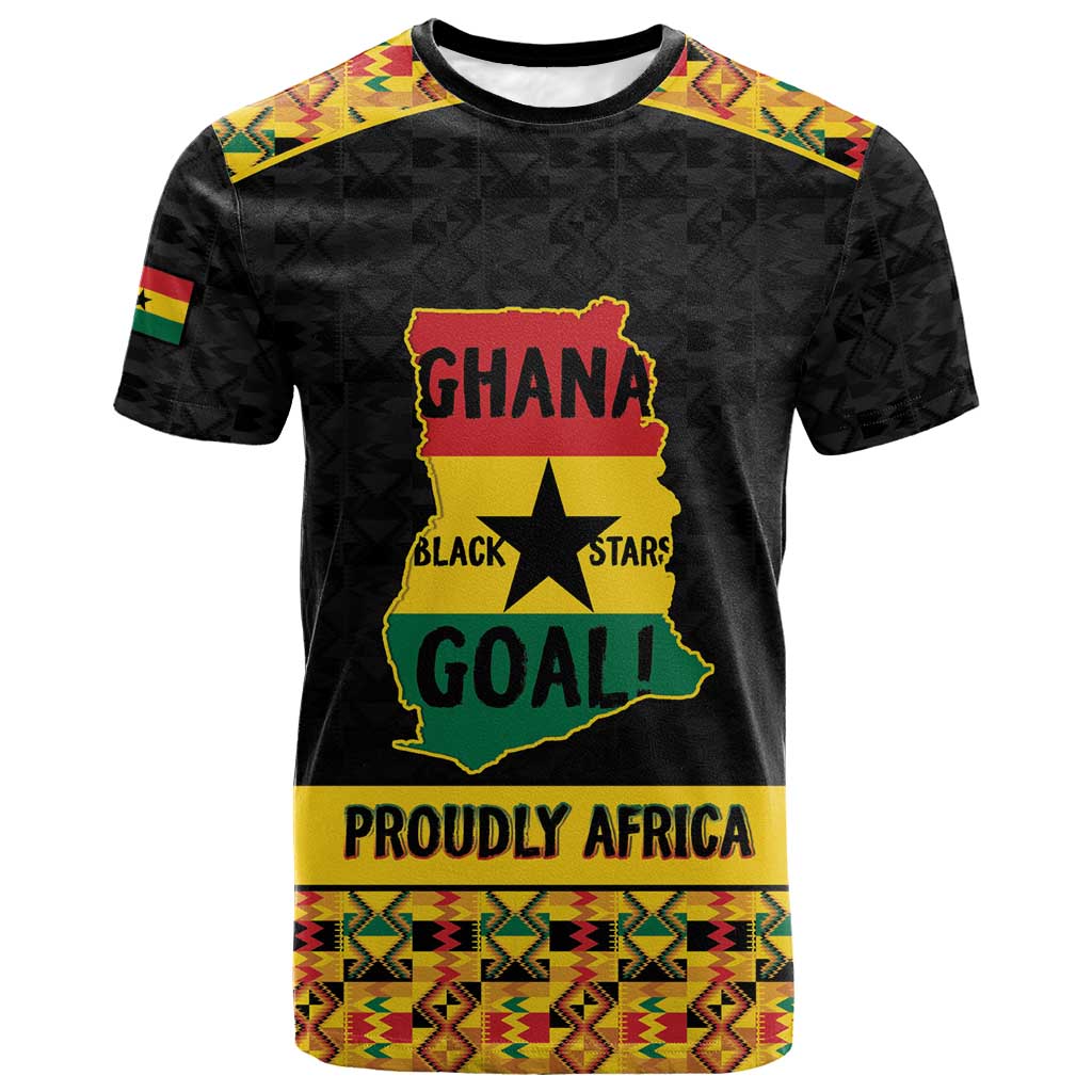 Personalized Afro Ghana Football T shirt Black Stars Never Fall - Kente Pattern LT15