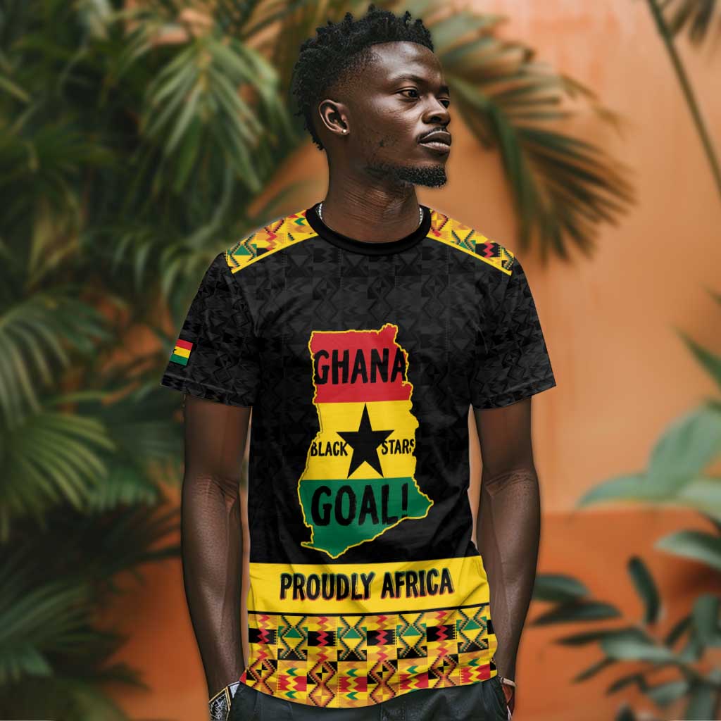 Personalized Afro Ghana Football T shirt Black Stars Never Fall - Kente Pattern - African Pride