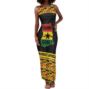 Personalized Afro Ghana Football Tank Maxi Dress Black Stars Never Fall - Kente Pattern - African Pride