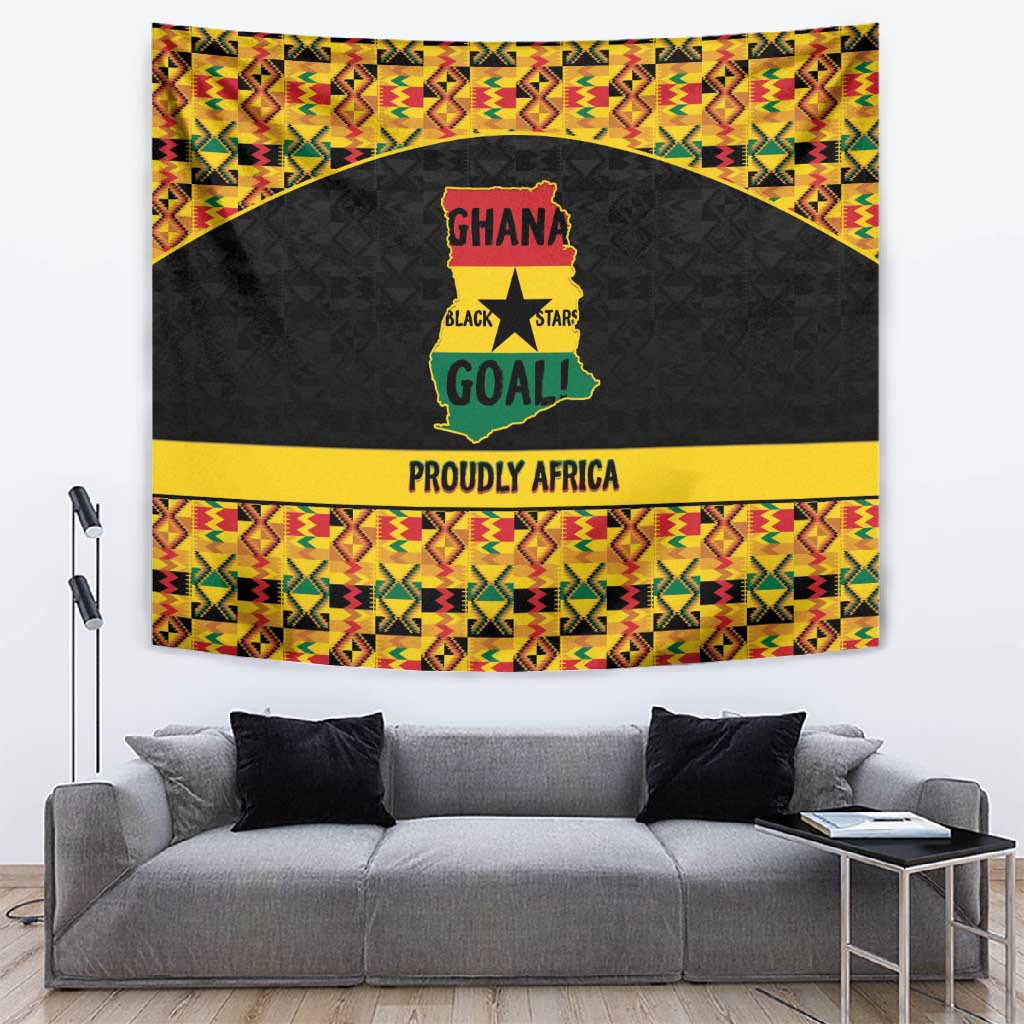 Afro Ghana Football Tapestry Black Stars Never Fall - Kente Pattern - African Pride