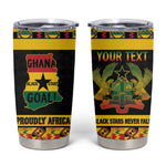 Personalized Afro Ghana Football Tumbler Cup Black Stars Never Fall - Kente Pattern - African Pride