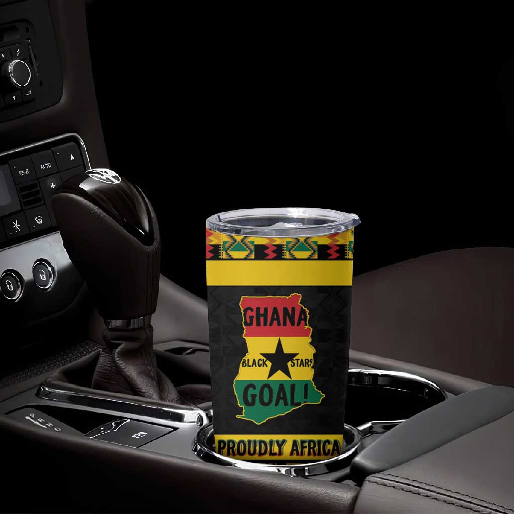 Personalized Afro Ghana Football Tumbler Cup Black Stars Never Fall - Kente Pattern - African Pride