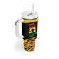 Personalized Afro Ghana Football Tumbler With Handle Black Stars Never Fall - Kente Pattern - African Pride