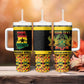 Personalized Afro Ghana Football Tumbler With Handle Black Stars Never Fall - Kente Pattern - African Pride