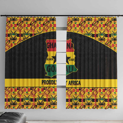 Afro Ghana Football Window Curtain Black Stars Never Fall - Kente Pattern - African Pride