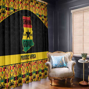 Afro Ghana Football Window Curtain Black Stars Never Fall - Kente Pattern - African Pride