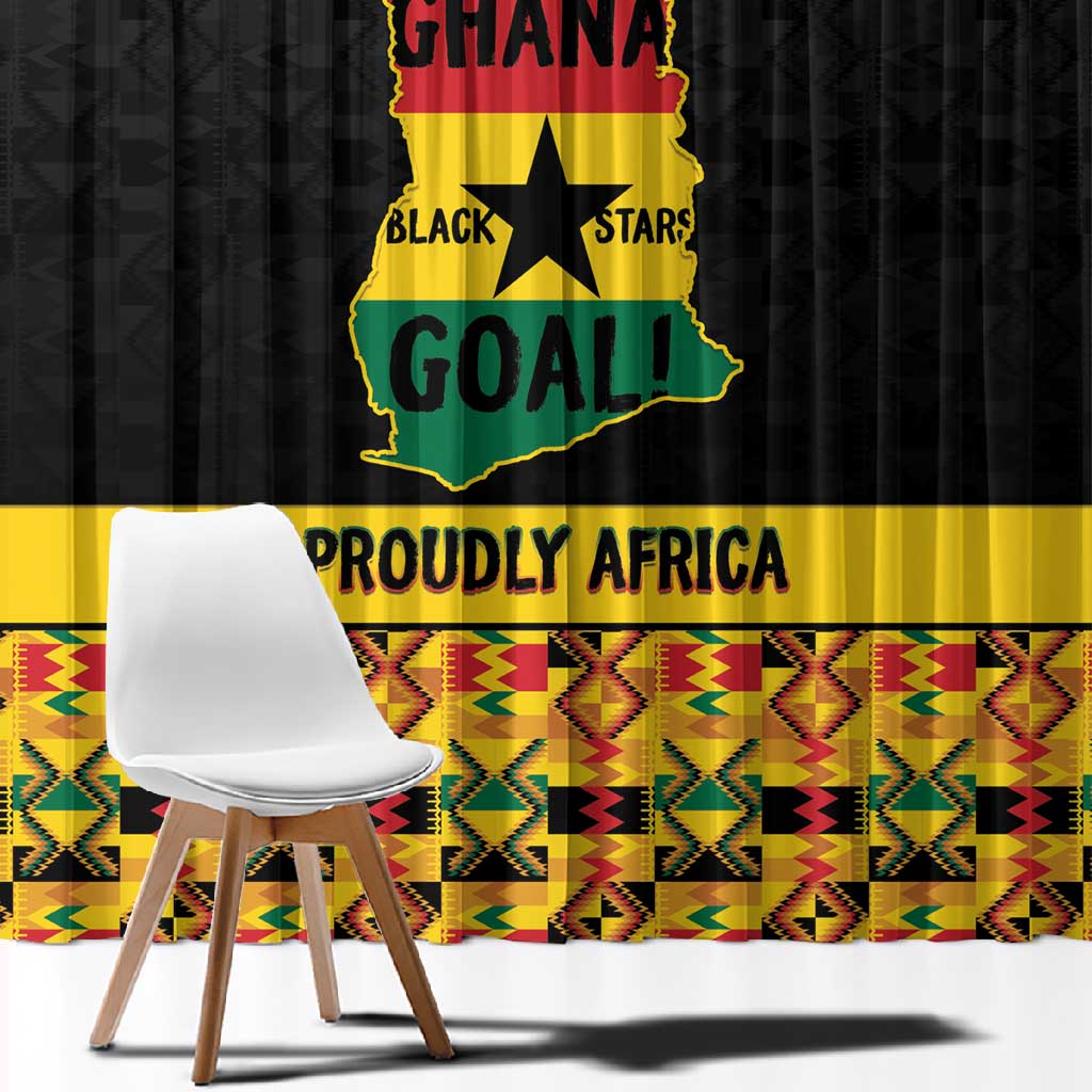 Afro Ghana Football Window Curtain Black Stars Never Fall - Kente Pattern - African Pride