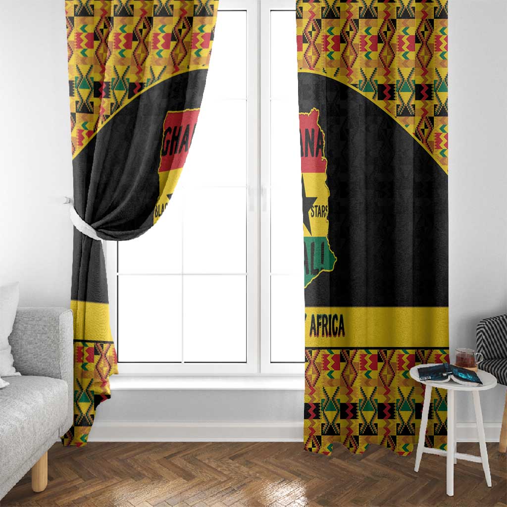 Afro Ghana Football Window Curtain Black Stars Never Fall - Kente Pattern - African Pride