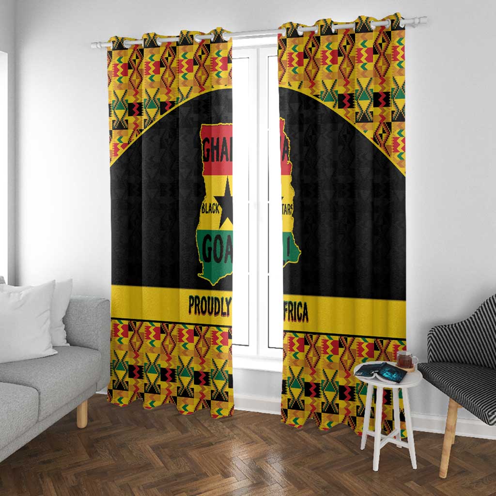 Afro Ghana Football Window Curtain Black Stars Never Fall - Kente Pattern - African Pride