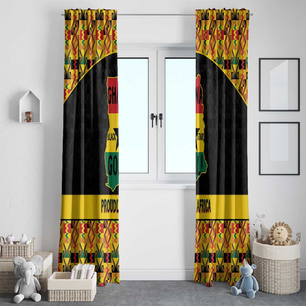 Afro Ghana Football Window Curtain Black Stars Never Fall - Kente Pattern - African Pride