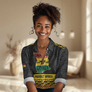 Personalized Afro Ghana Football Women Casual Shirt Black Stars Never Fall - Kente Pattern - African Pride