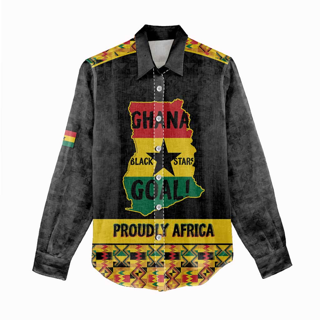 Personalized Afro Ghana Football Women Casual Shirt Black Stars Never Fall - Kente Pattern - African Pride