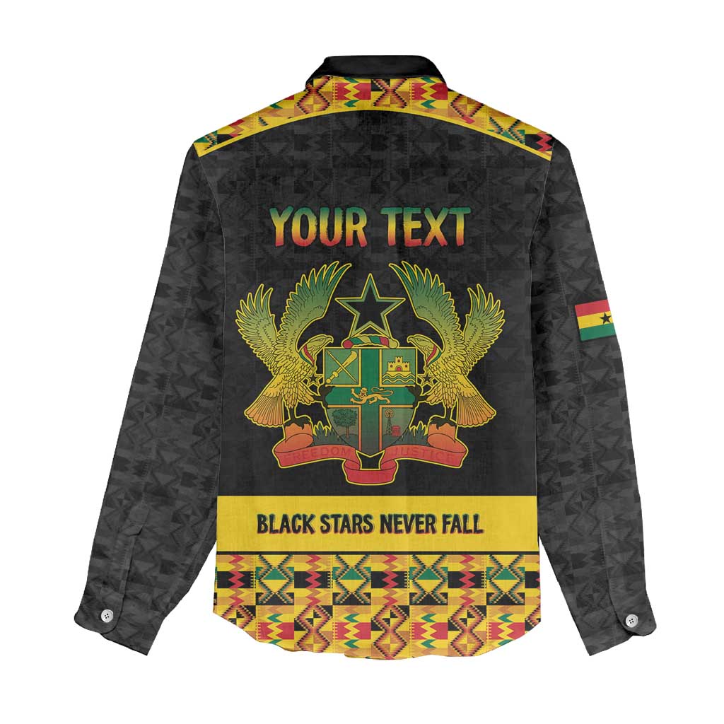 Personalized Afro Ghana Football Women Casual Shirt Black Stars Never Fall - Kente Pattern - African Pride