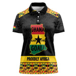 Personalized Afro Ghana Football Women Polo Shirt Black Stars Never Fall - Kente Pattern - African Pride